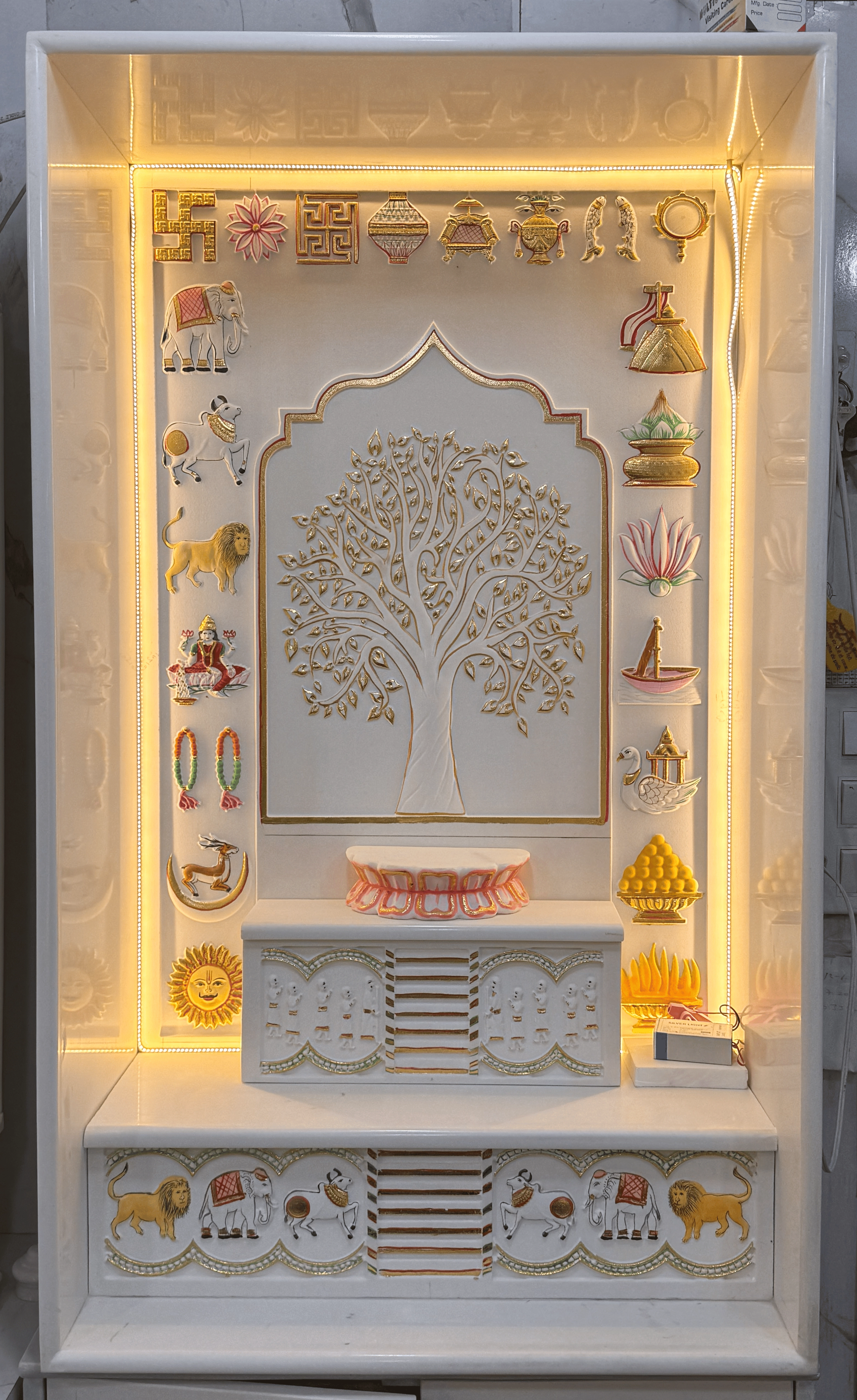 Elegant Jain shrine with polished marble finish