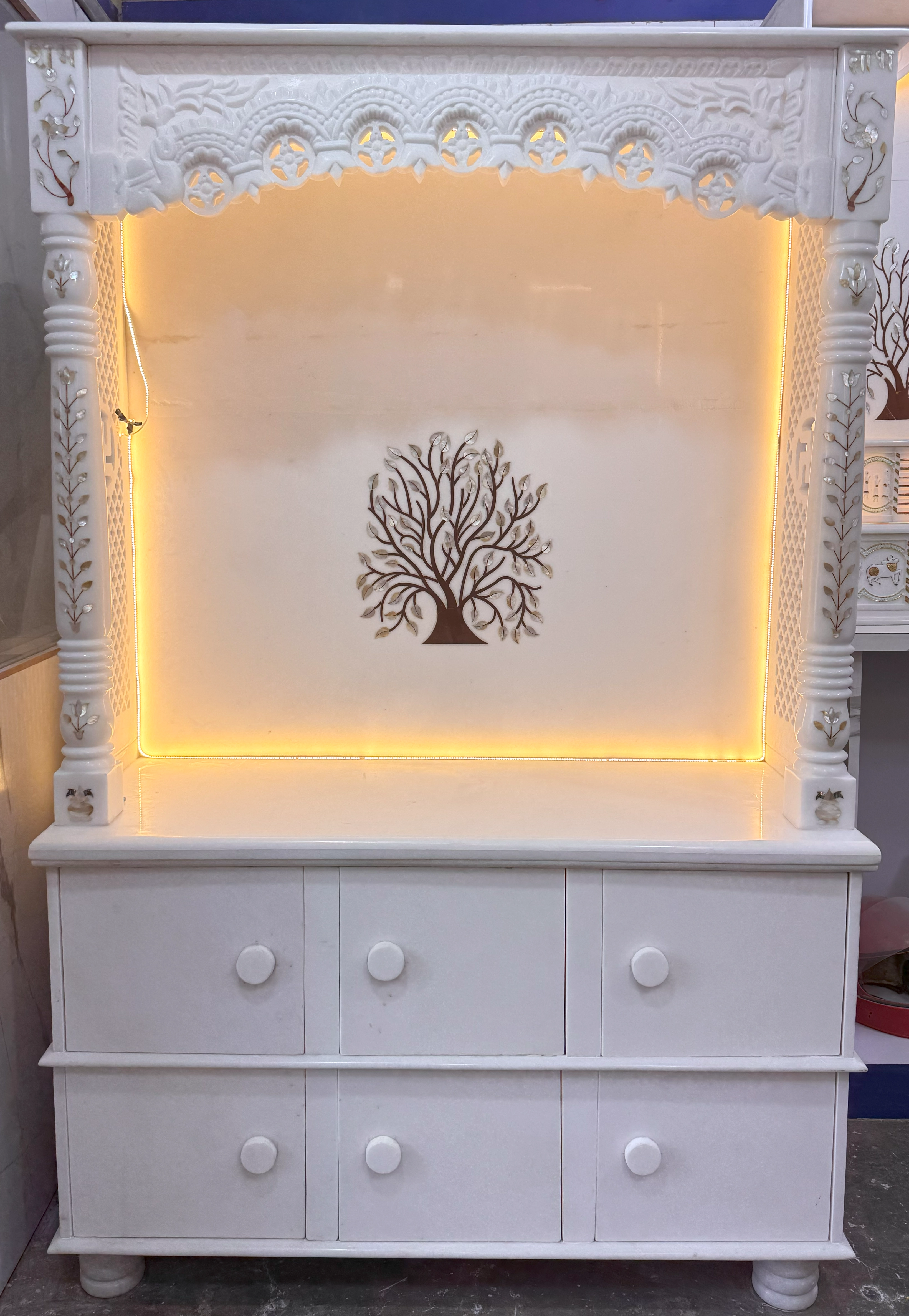 premium italian marble mandir with kalpavriksh