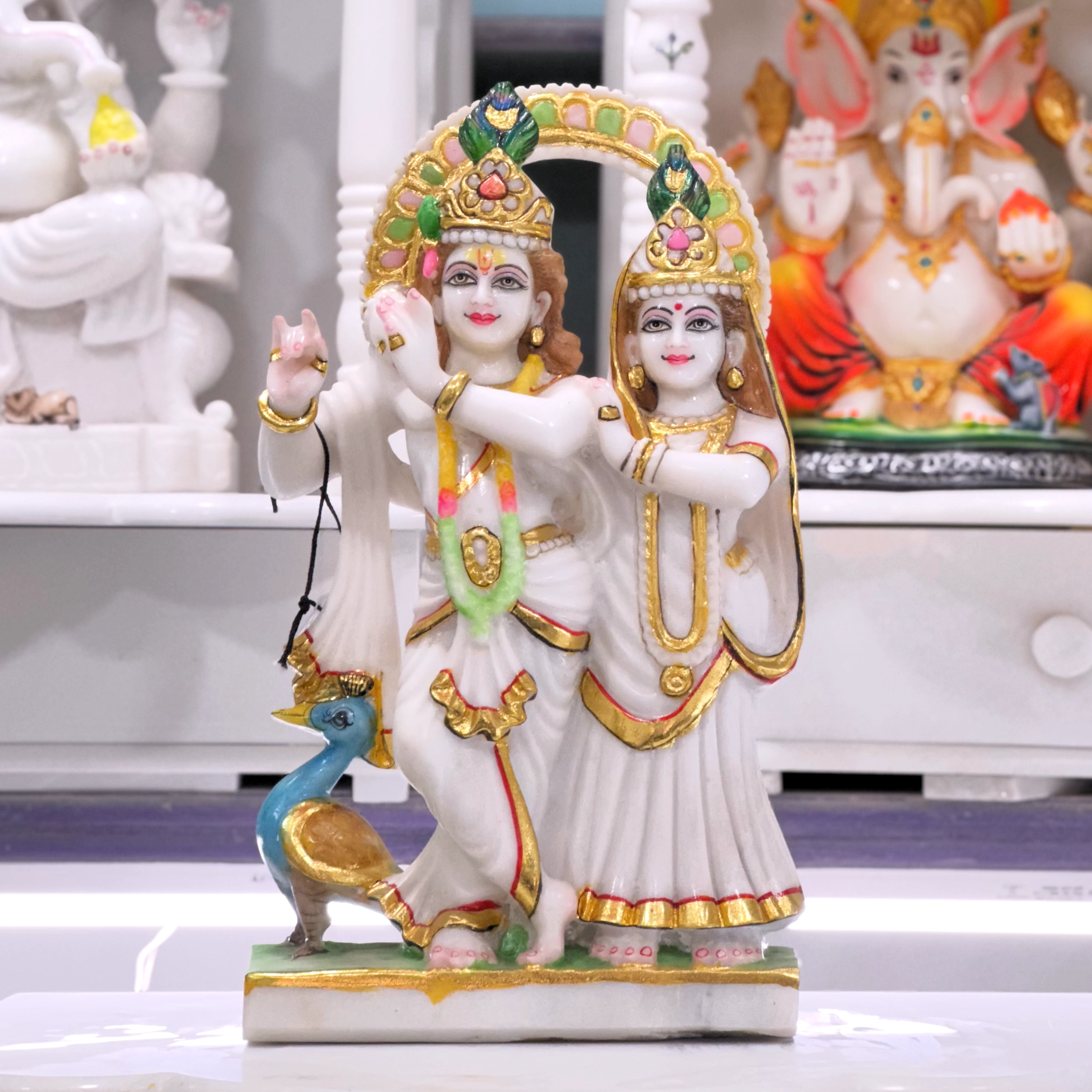 Radha Krishna murti with fine hand-carved detailing