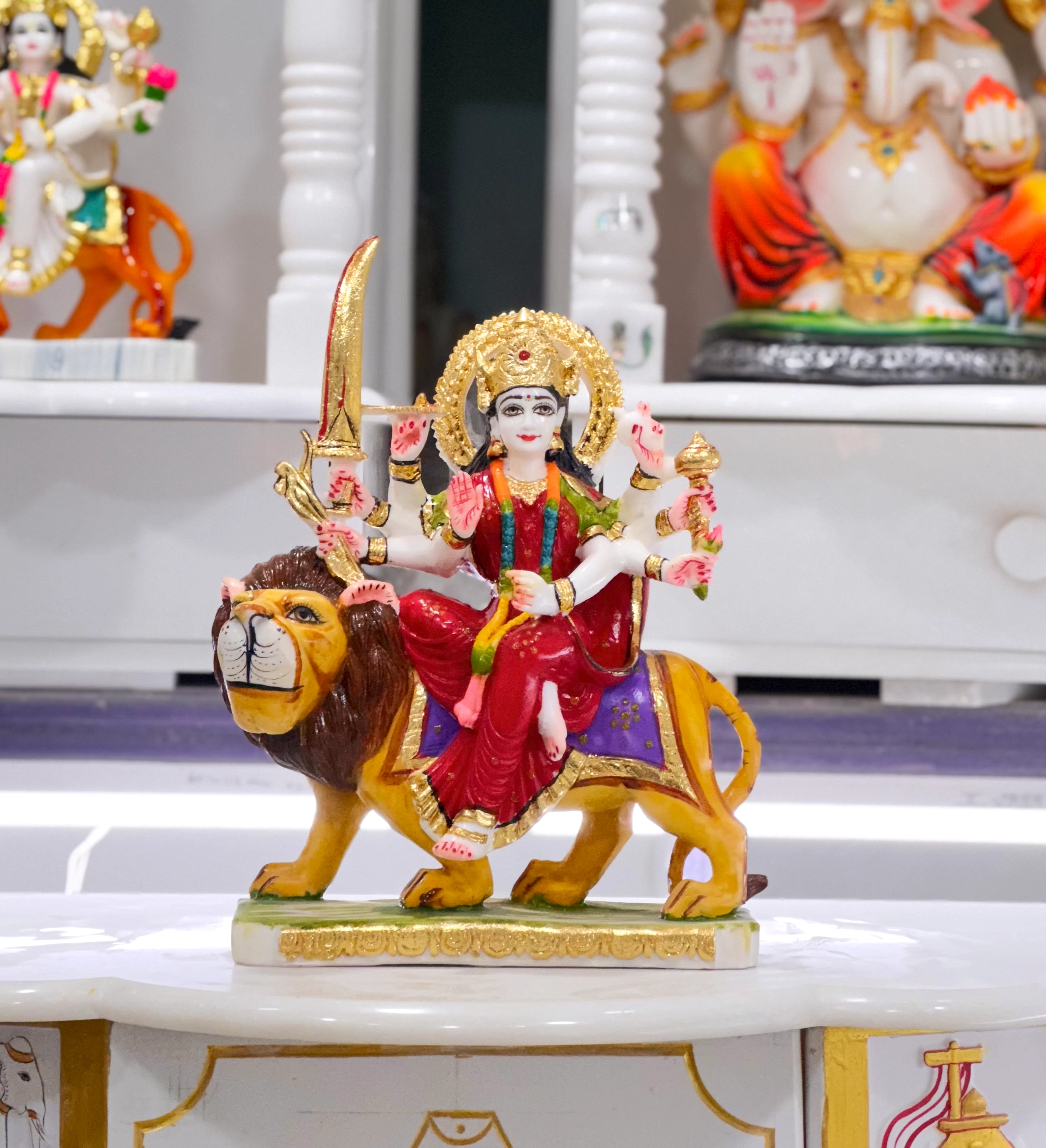 Ambe mata marble murti with detailed craftsmanship