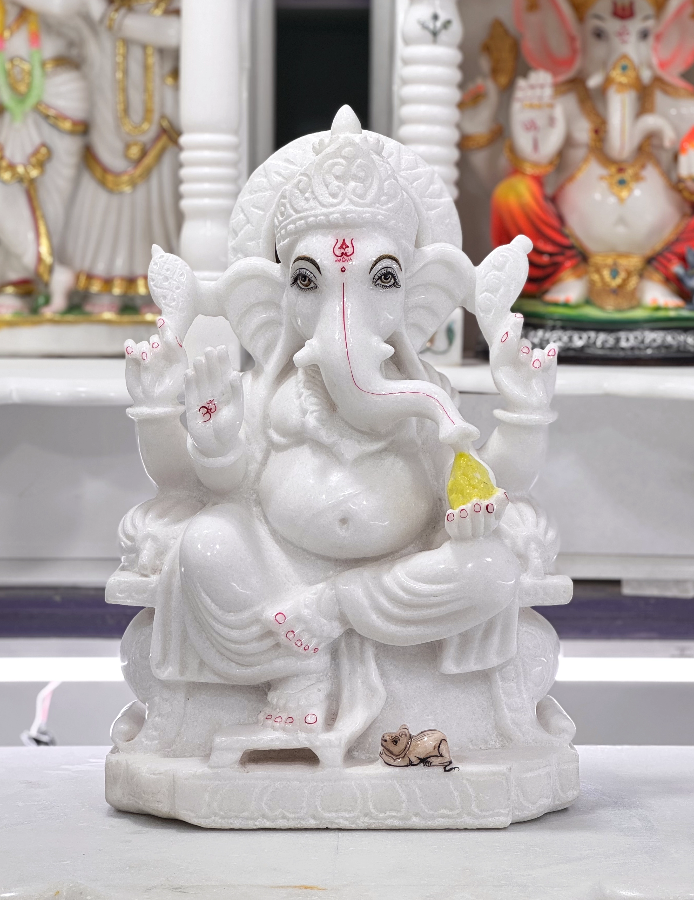 Hand-carved Lord Ganesha murti in premium Italian marble