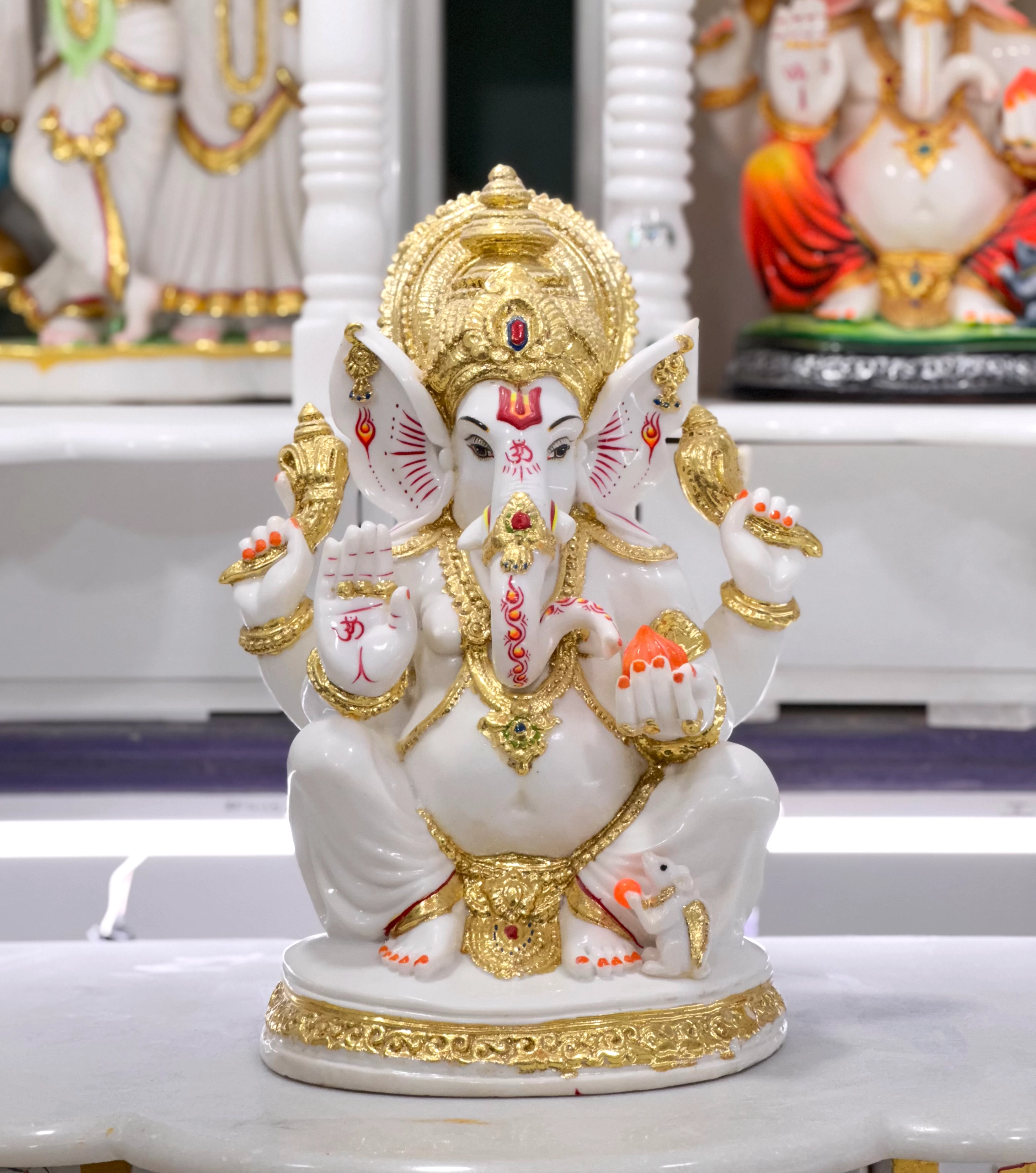 Hand-carved Lord Ganesha murti in premium Italian marble