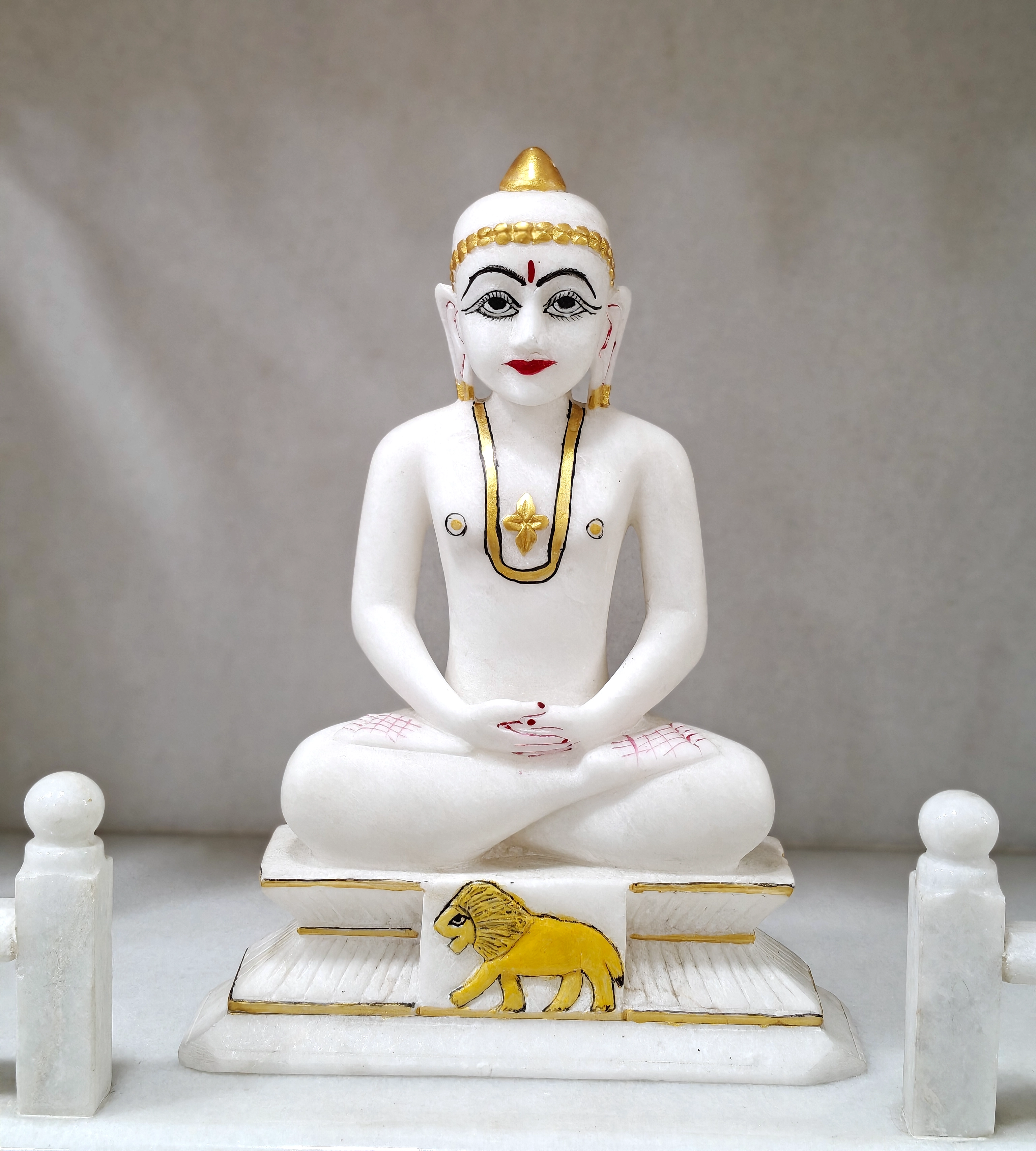 Jain Tirthankar sculpture with detailed craftsmanship in premium italian marble