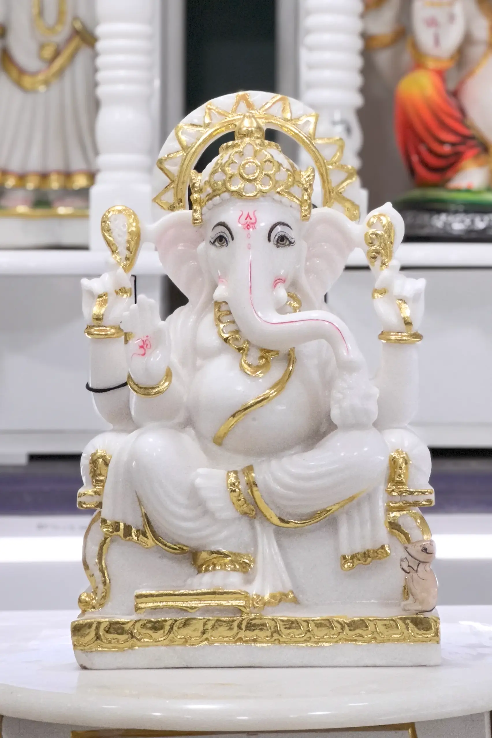 Elegant marble murti sculpture with detailed craftsmanship and spiritual essence